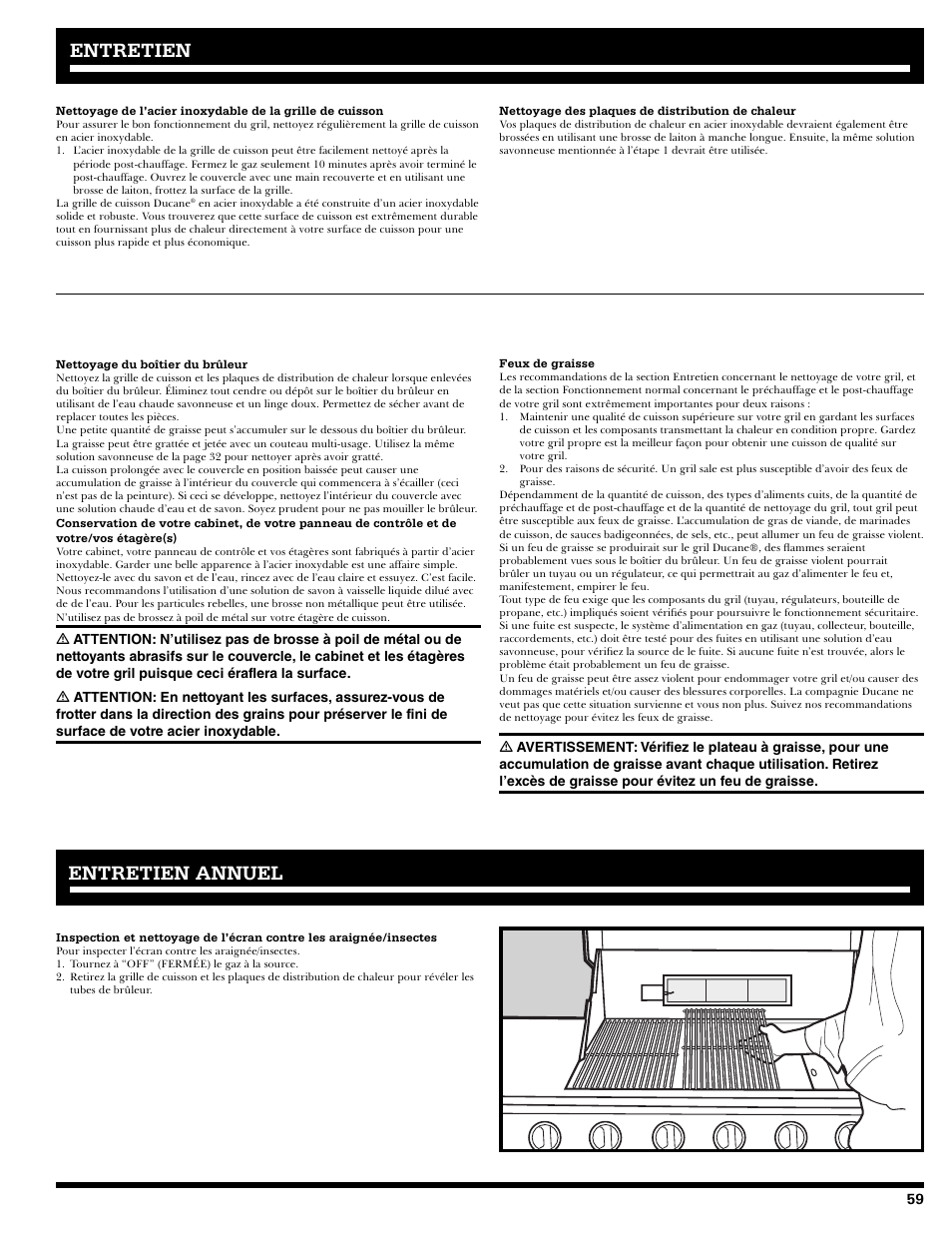 Entretien annuel, Entretien | Ducane 2020805 User Manual | Page 59 / 68