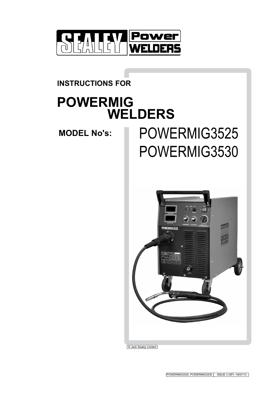 Sealey POWERMIG3525 User Manual | 9 pages