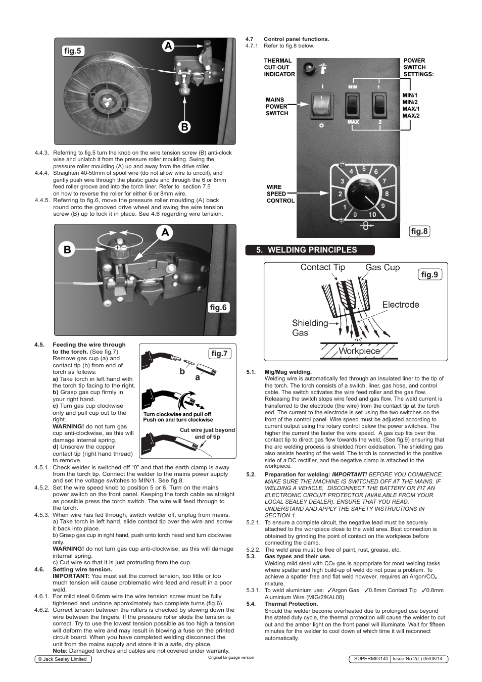 Fig.9 fig.8, Fig.5, Fig.6 | Welding principles, Fig.7 | Sealey SUPERMIG140 User Manual | Page 4 / 8