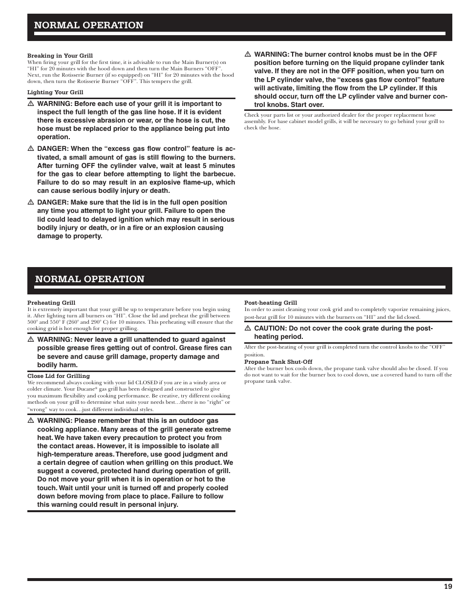 Normal operation | Ducane 4400 User Manual | Page 19 / 72