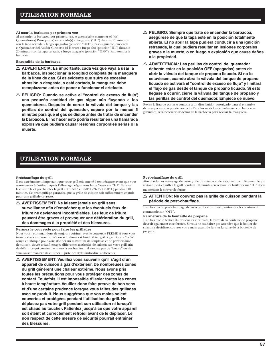 Utilisation normale | Ducane 4400 User Manual | Page 57 / 72