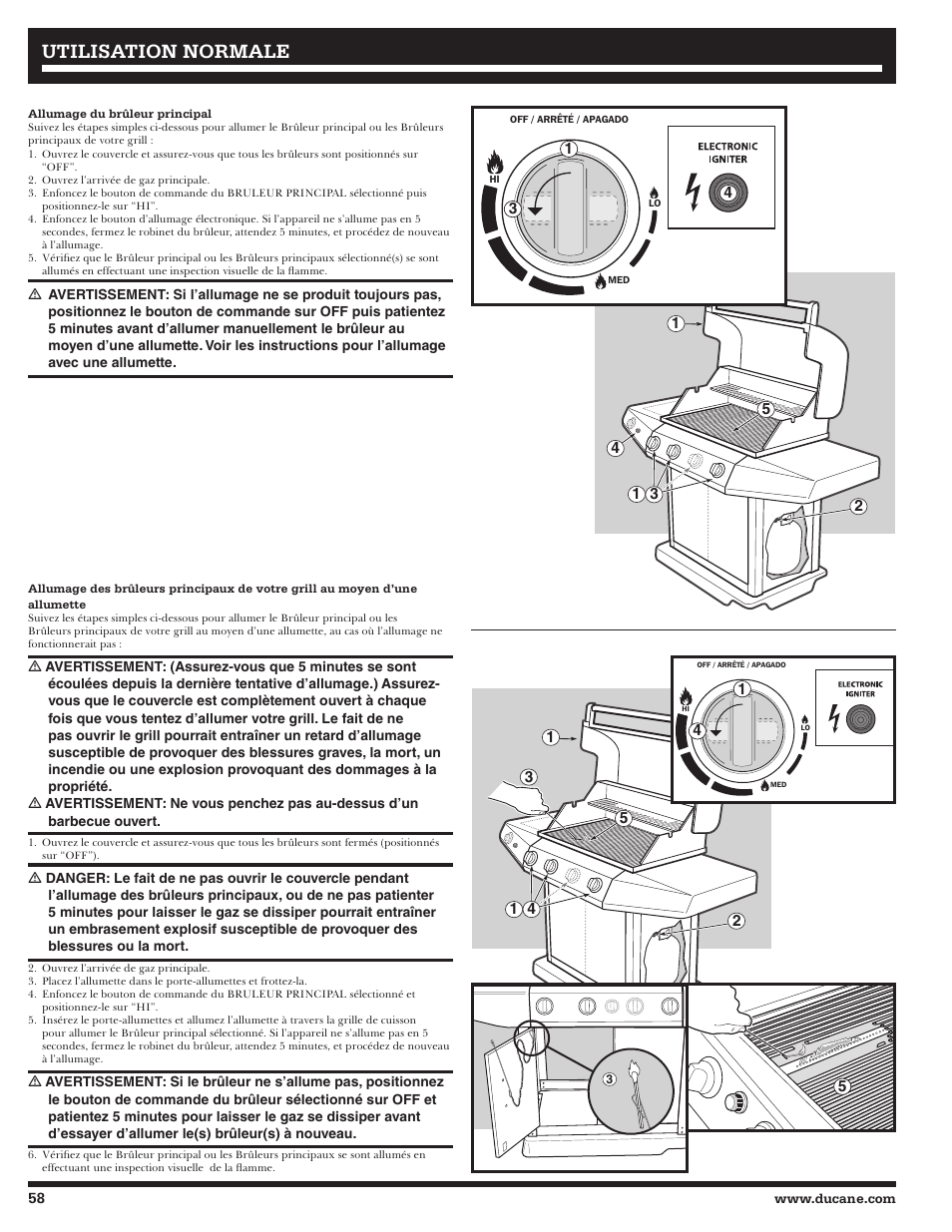 Utilisation normale | Ducane 4400 User Manual | Page 58 / 72