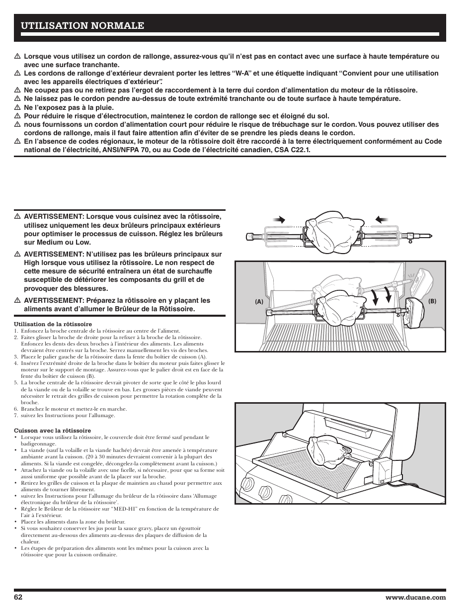 Utilisation normale | Ducane 4400 User Manual | Page 62 / 72