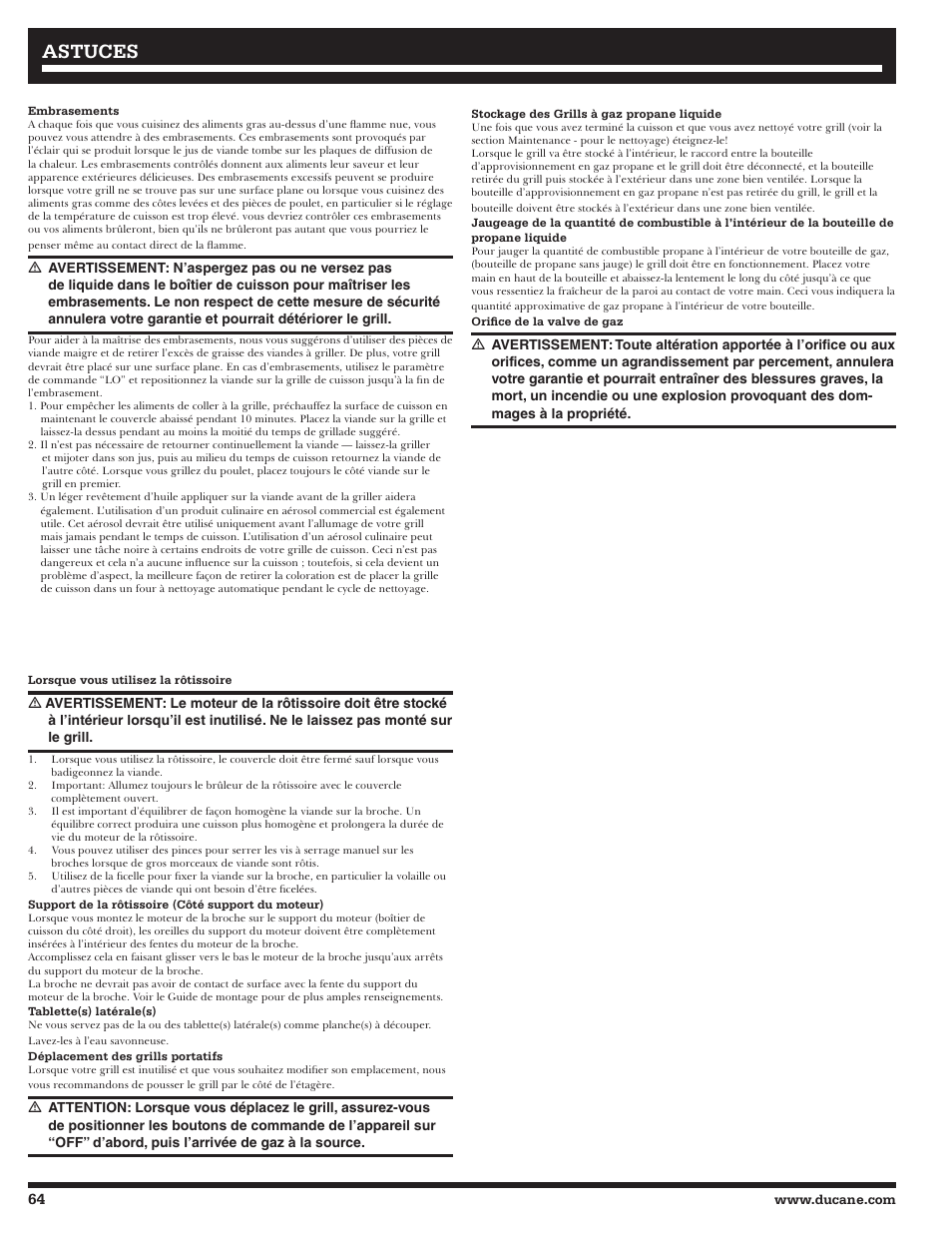 Astuces | Ducane 4400 User Manual | Page 64 / 72