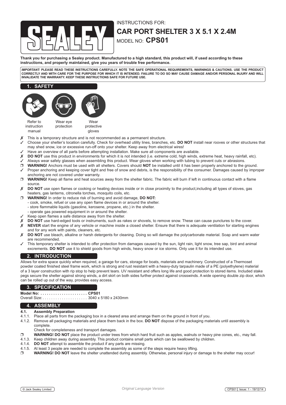 Sealey CPS01 User Manual | 8 pages