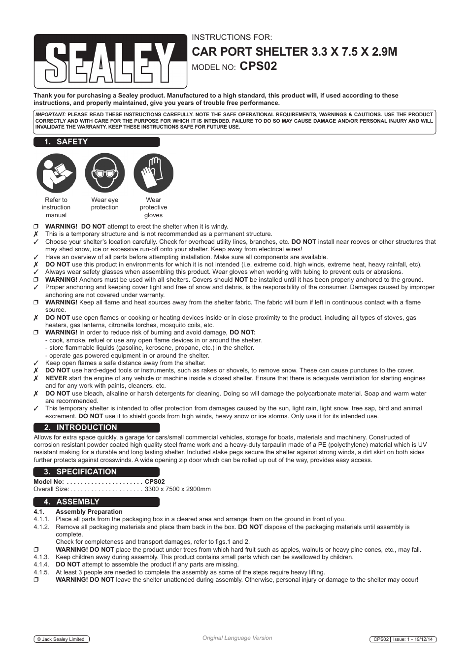 Sealey CPS02 User Manual | 4 pages