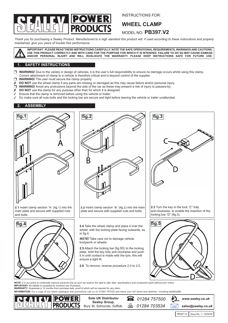 Sealey PB397 User Manual | 1 page