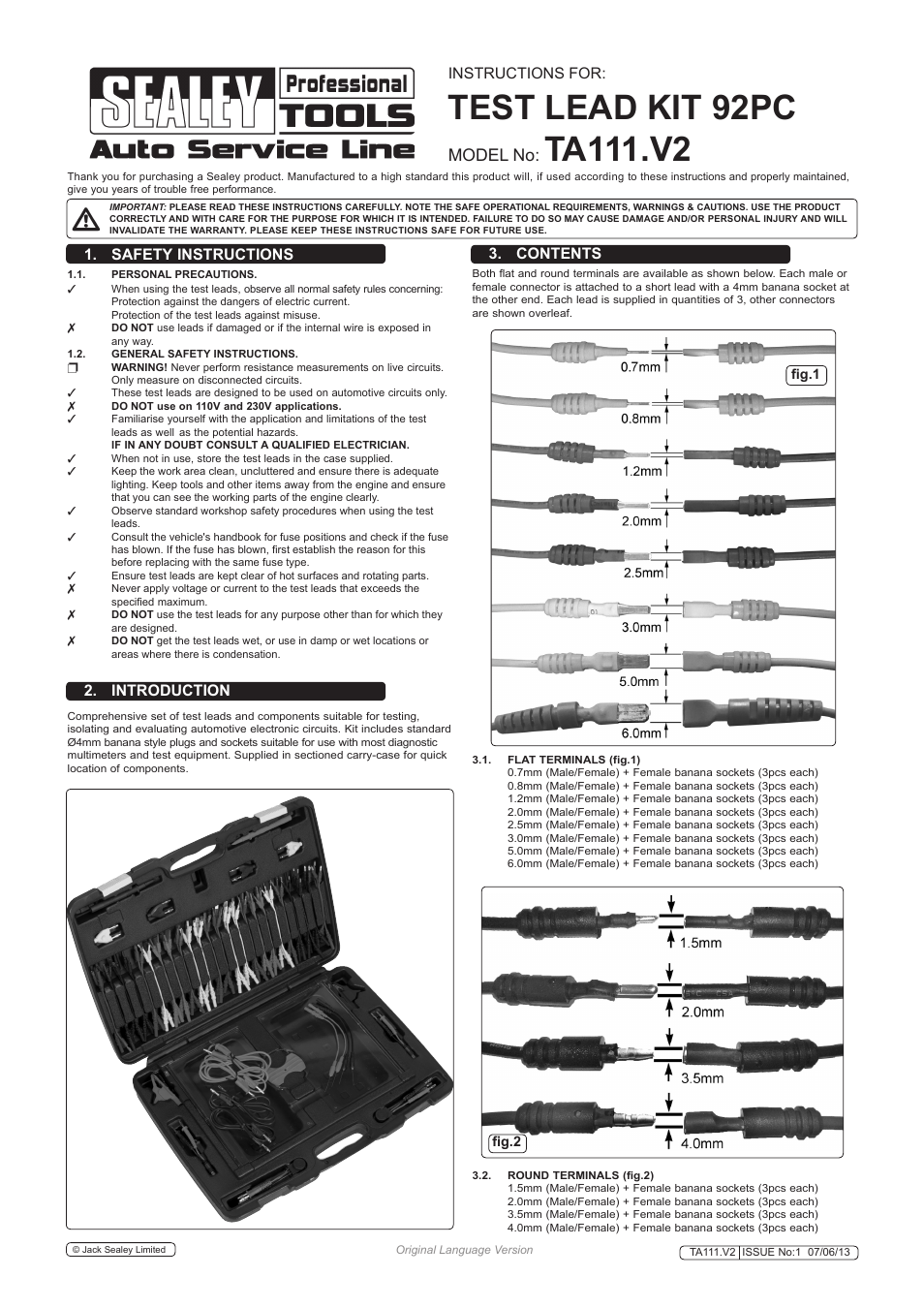 Sealey TA111 User Manual | 2 pages