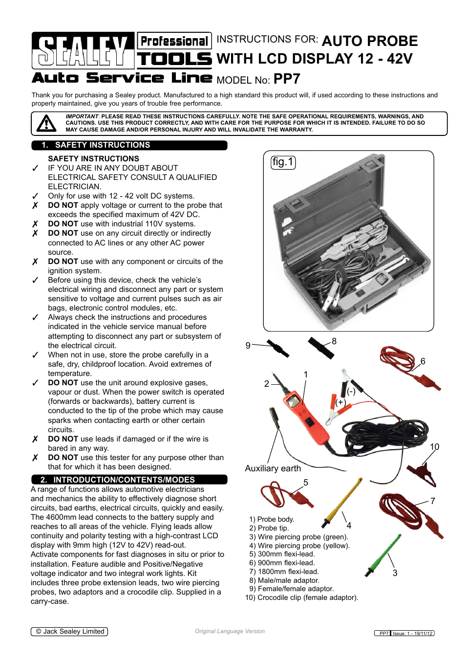 Sealey PP7 User Manual | 6 pages