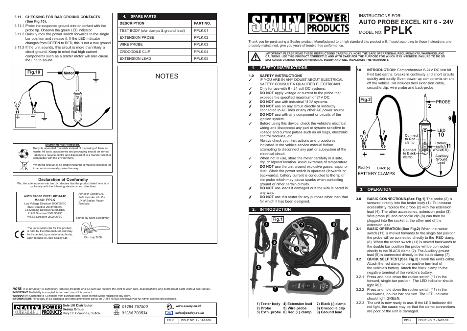 Sealey PPLK User Manual | 2 pages