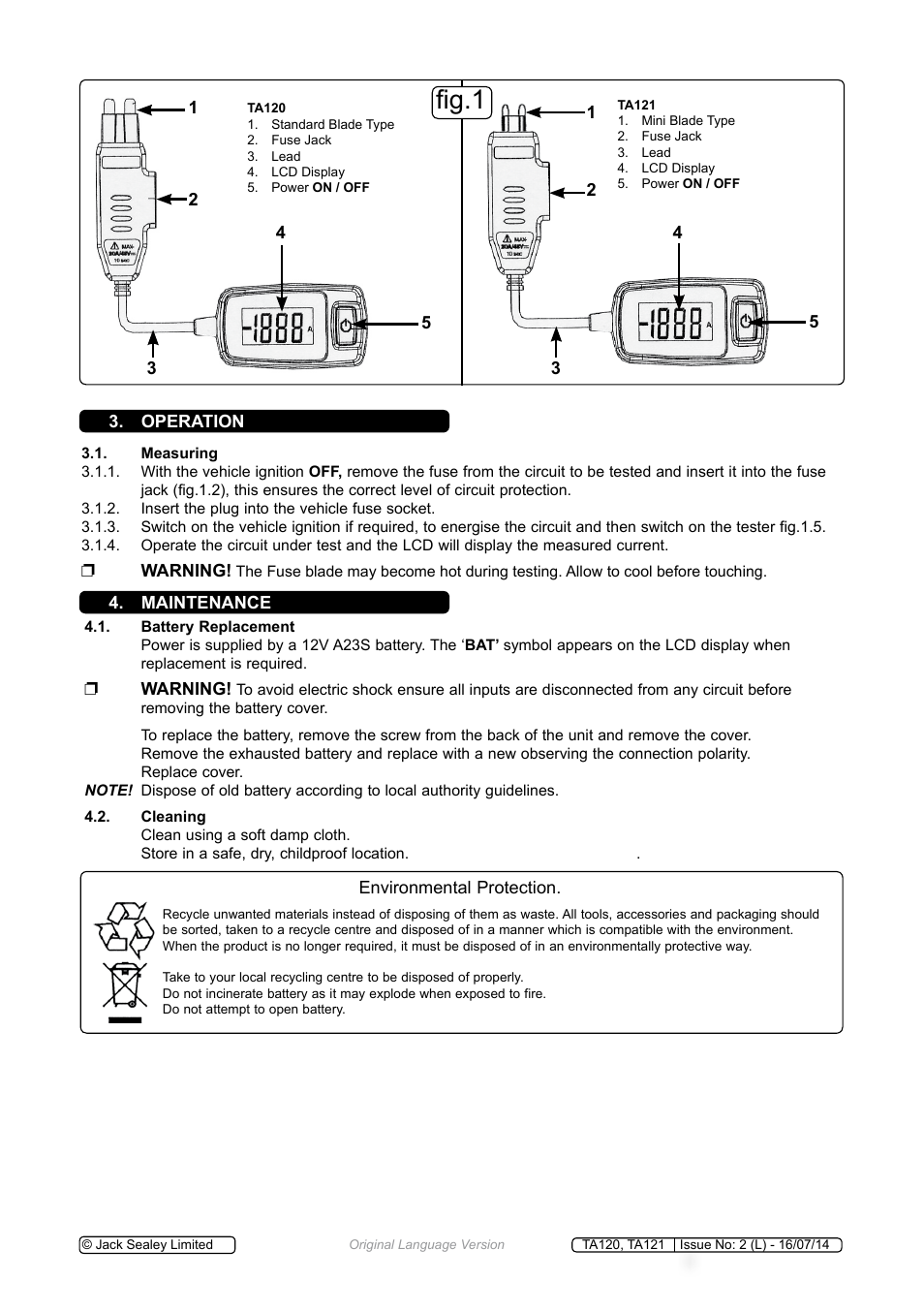 Fig.1 | Sealey TA120 User Manual | Page 2 / 3