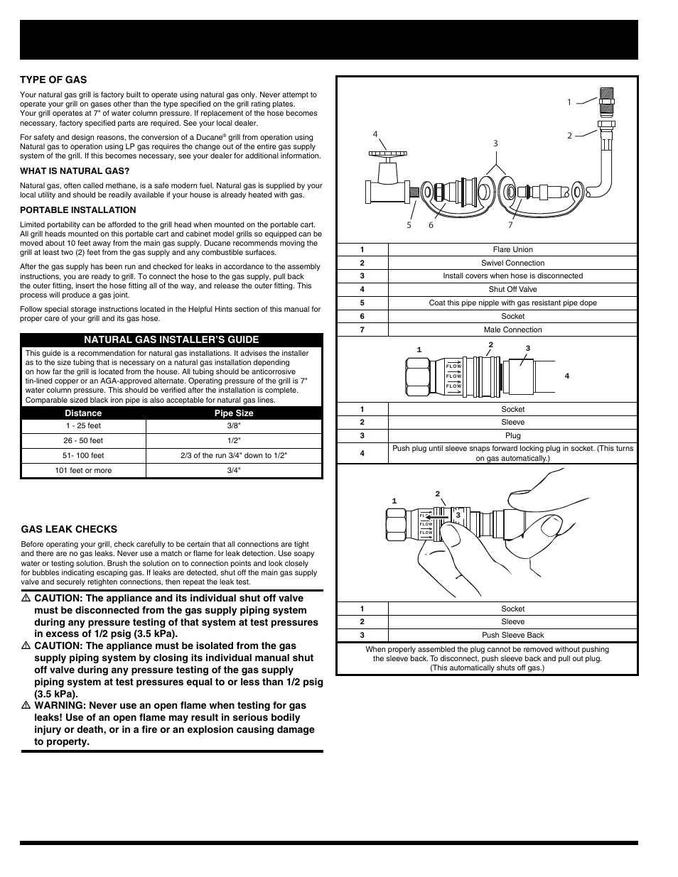 Connection connection, Natural gas grills | Ducane AFFINITY 3400 User Manual | Page 18 / 64