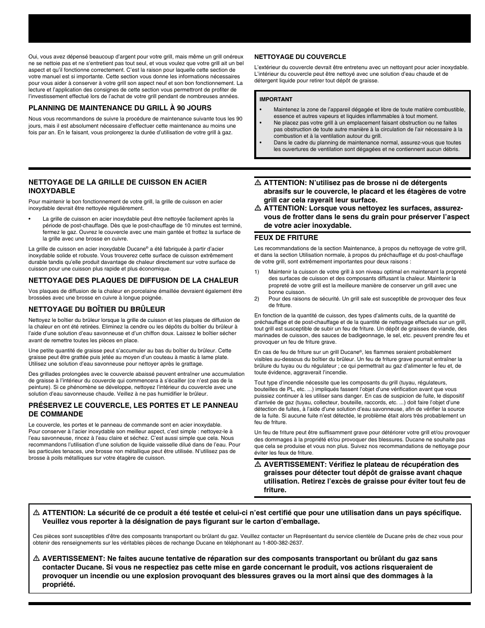 Maintenance | Ducane AFFINITY 3400 User Manual | Page 59 / 64