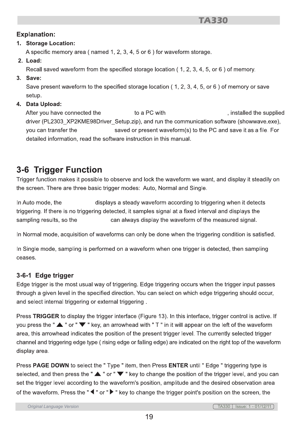 Sealey TA330 User Manual | Page 19 / 38