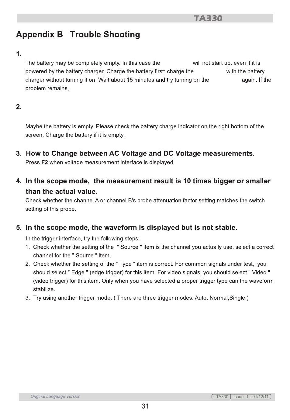 Sealey TA330 User Manual | Page 31 / 38