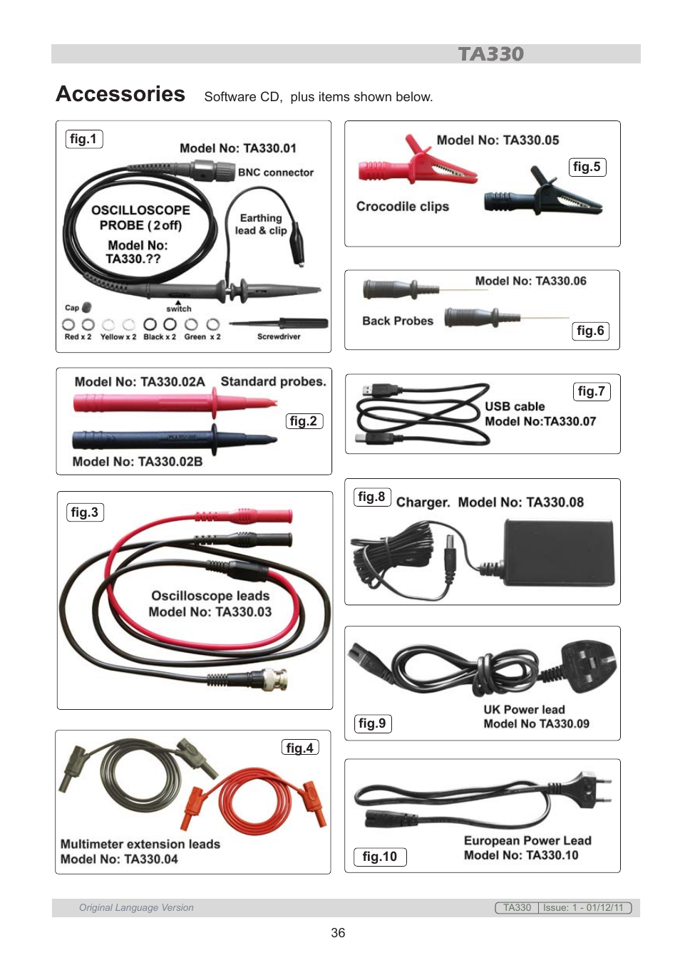 Accessories | Sealey TA330 User Manual | Page 36 / 38