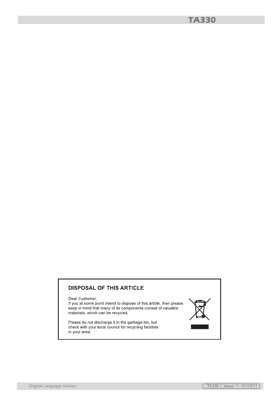 Sealey TA330 User Manual | Page 38 / 38