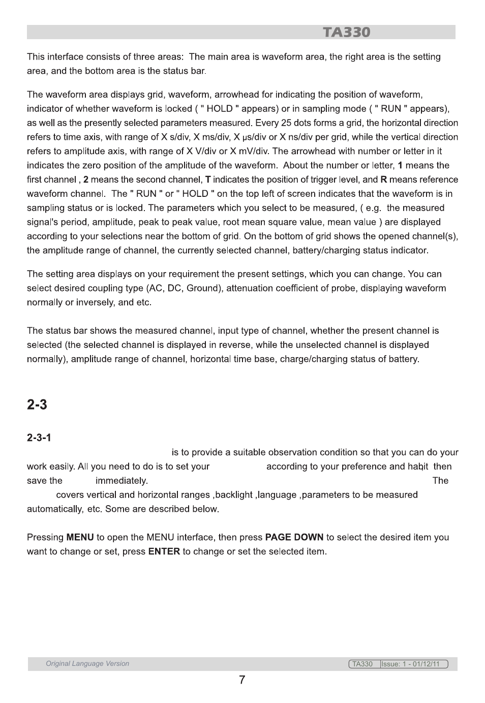 System set-up and automatic set-up | Sealey TA330 User Manual | Page 7 / 38