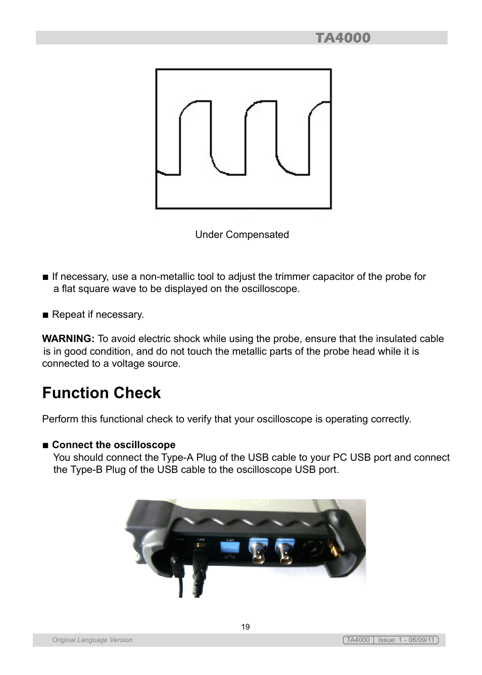 Function check | Sealey TA4000 User Manual | Page 19 / 102