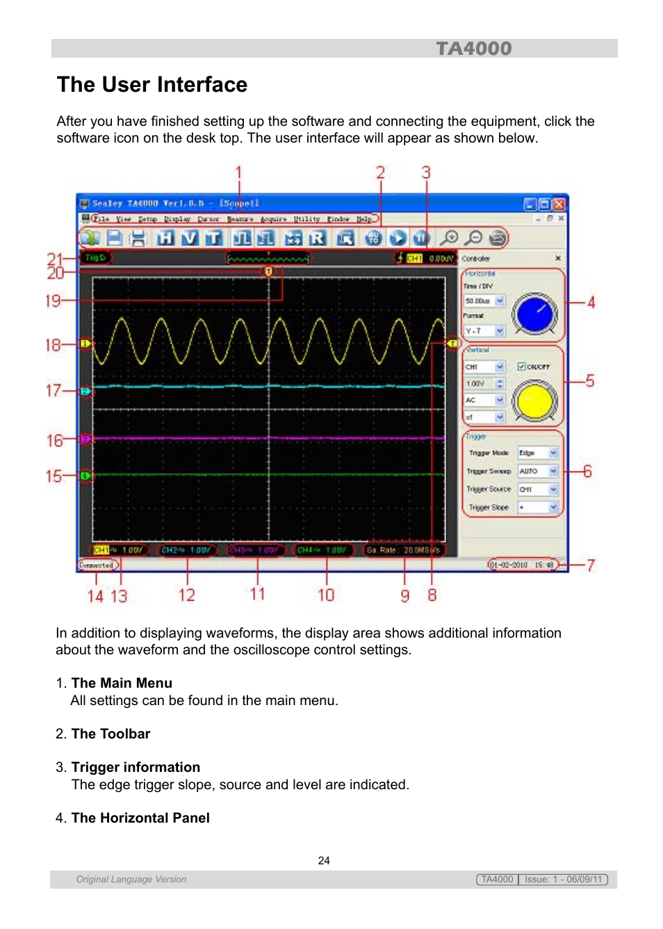 The user interface | Sealey TA4000 User Manual | Page 24 / 102