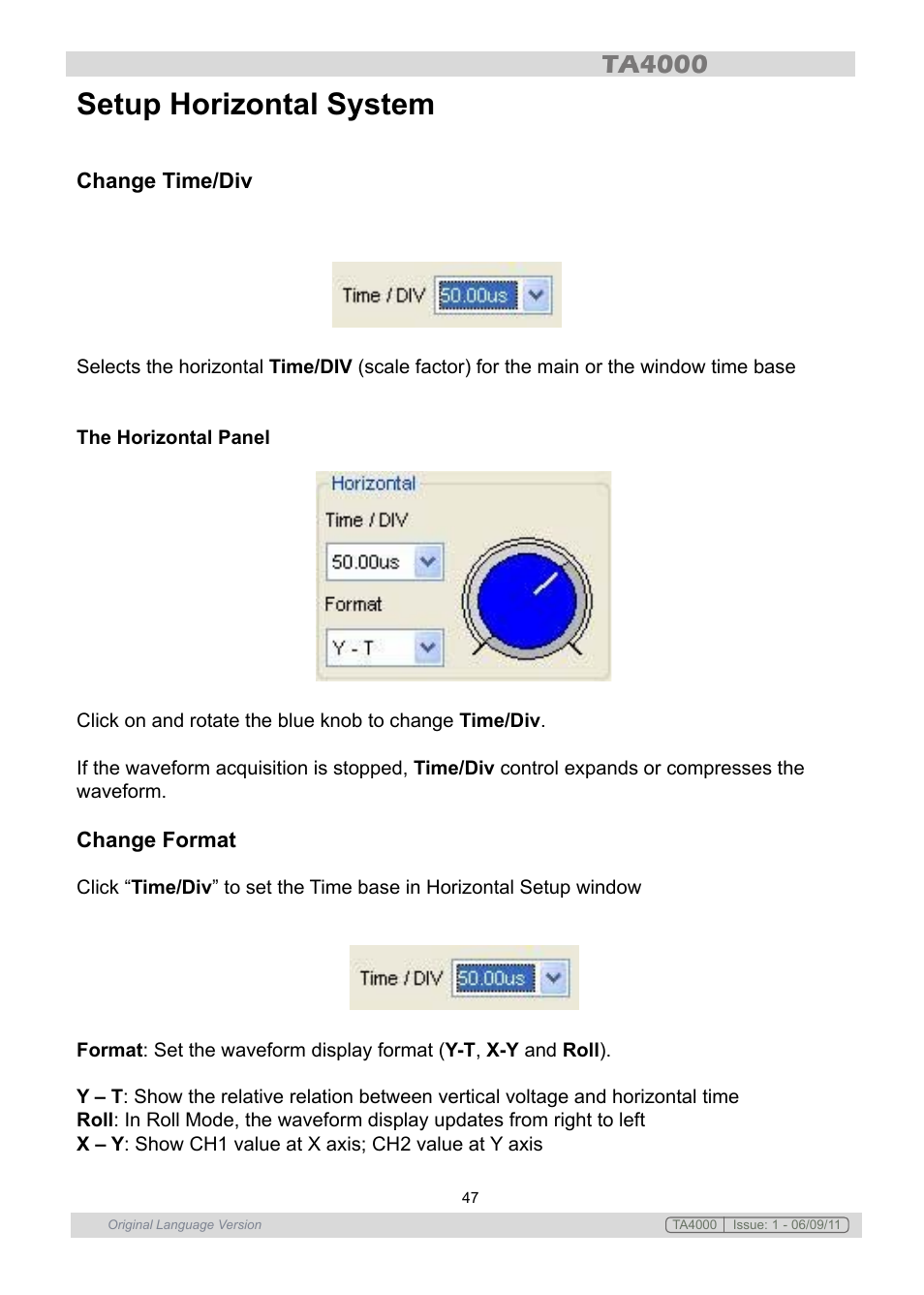 Setup horizontal system | Sealey TA4000 User Manual | Page 47 / 102