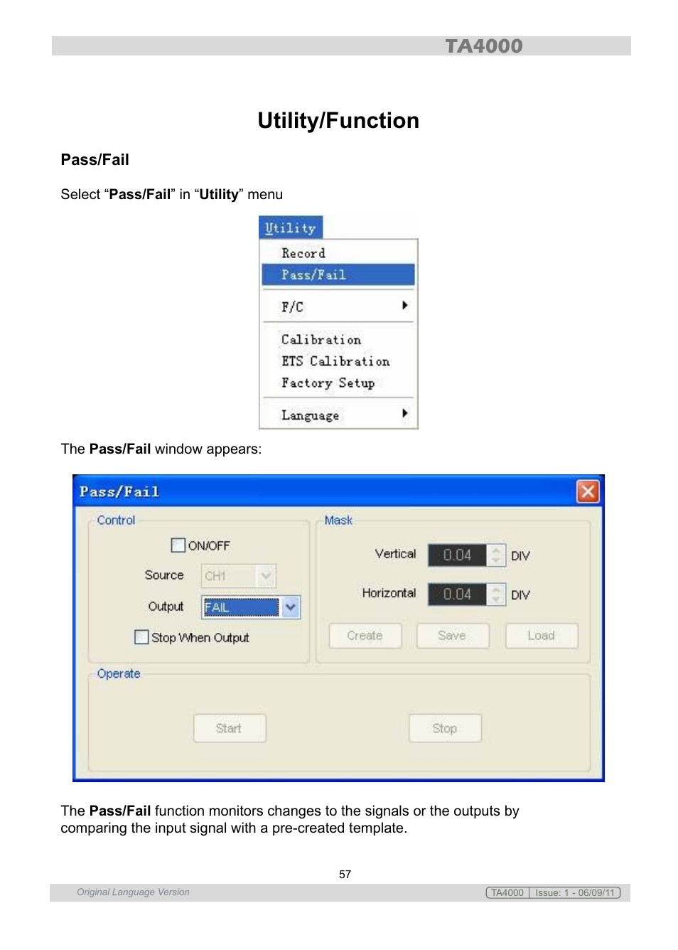 Utility/function | Sealey TA4000 User Manual | Page 57 / 102
