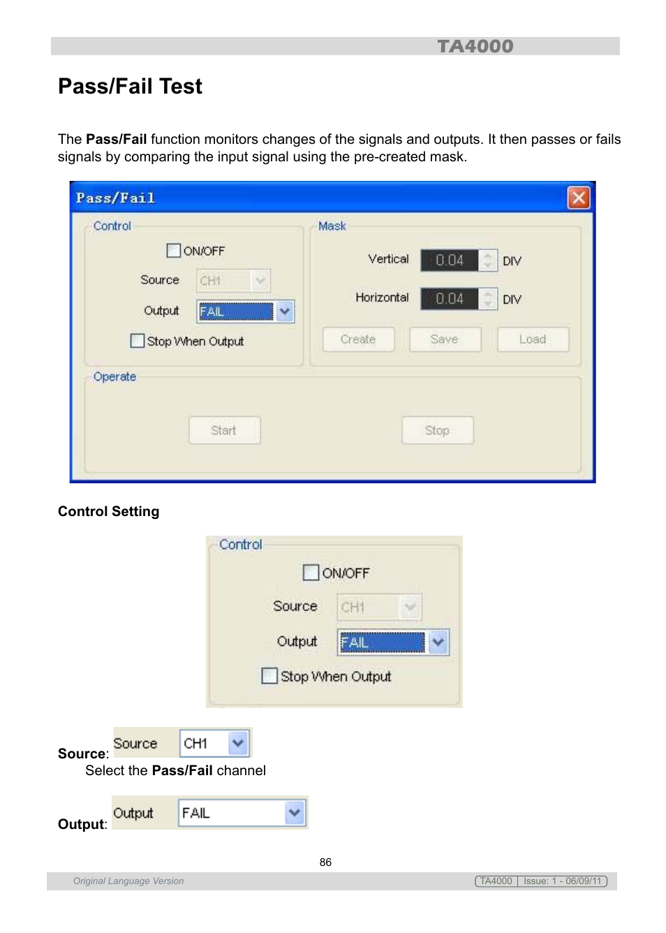 Pass/fail test | Sealey TA4000 User Manual | Page 86 / 102