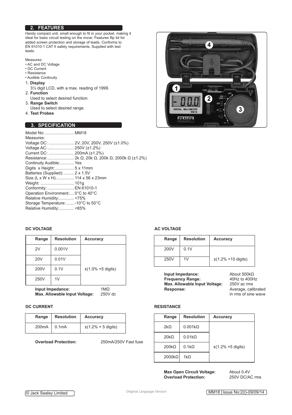 Sealey MM18 User Manual | Page 2 / 5