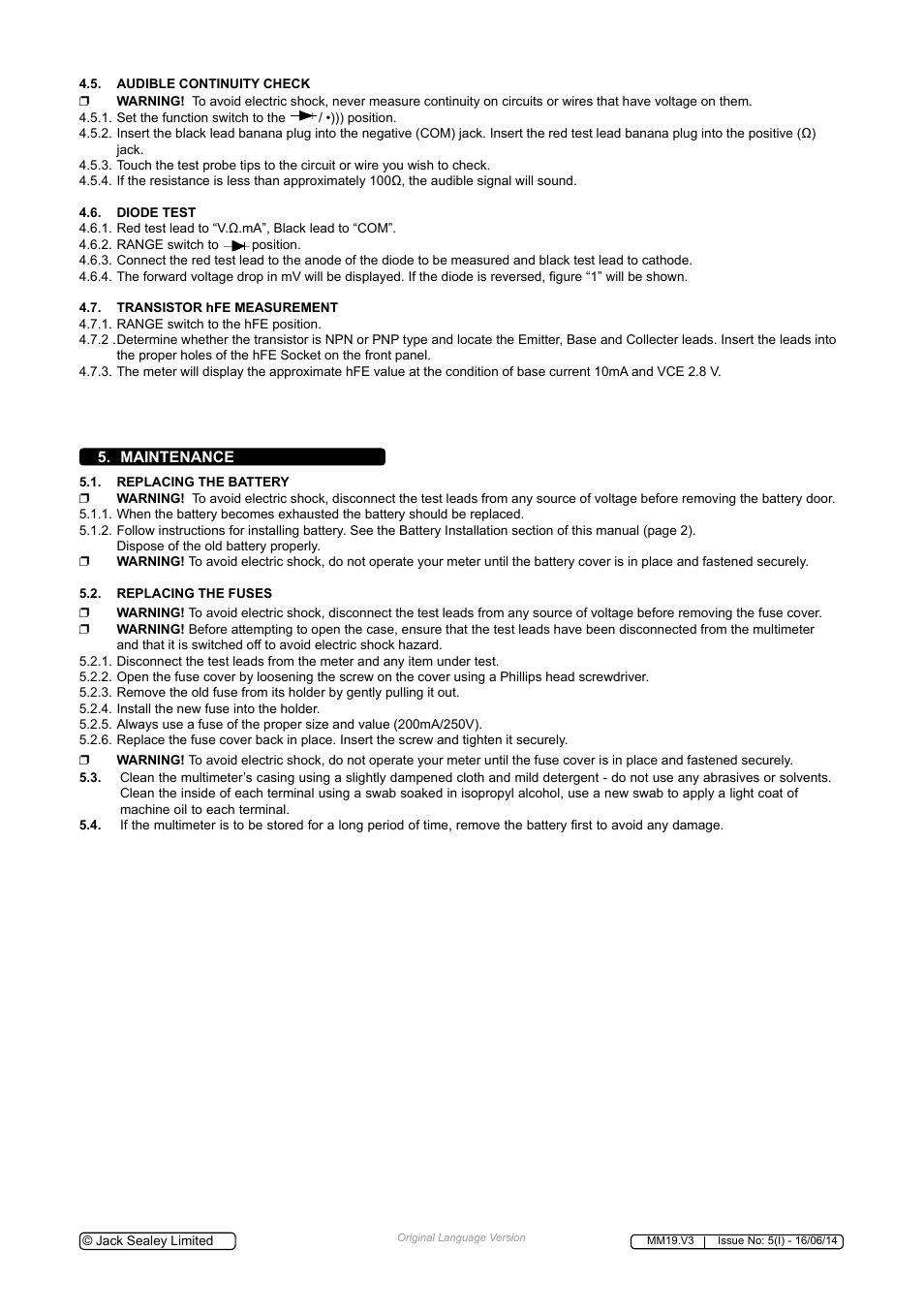 Sealey MM19 User Manual | Page 5 / 6