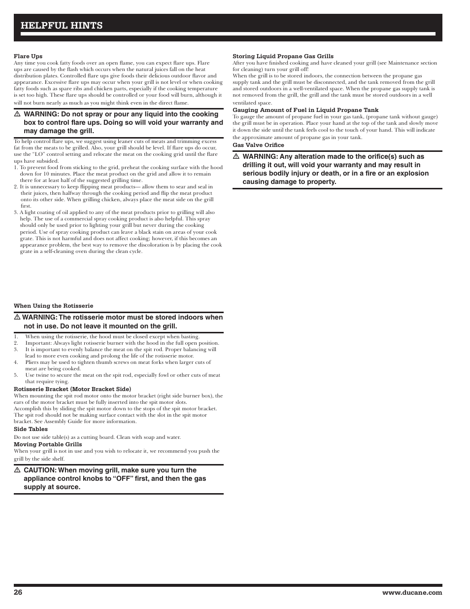 Helpful hints | Ducane Affinity LP 3400 User Manual | Page 26 / 72