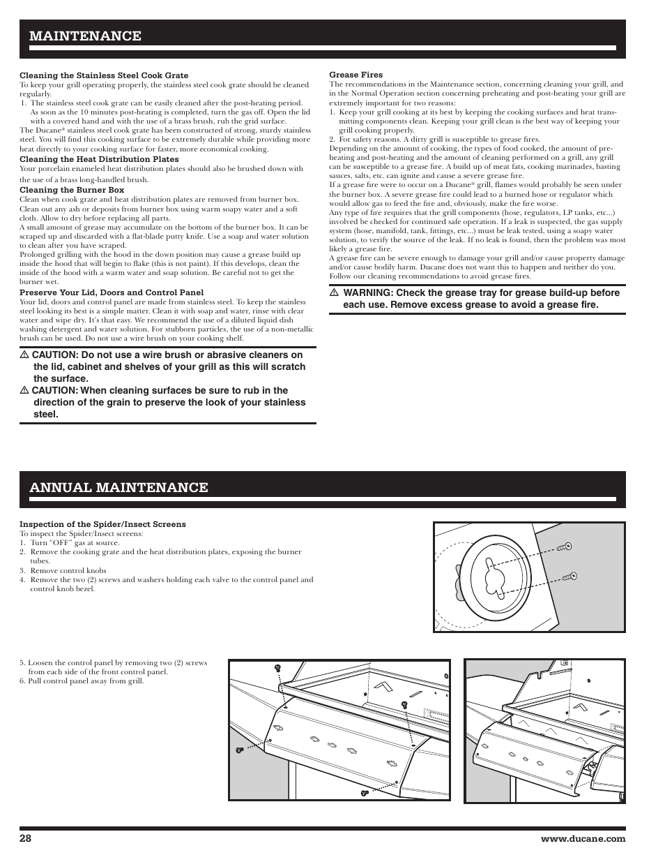 Maintenance, Maintenance annual maintenance annual maintenance | Ducane Affinity LP 3400 User Manual | Page 28 / 72