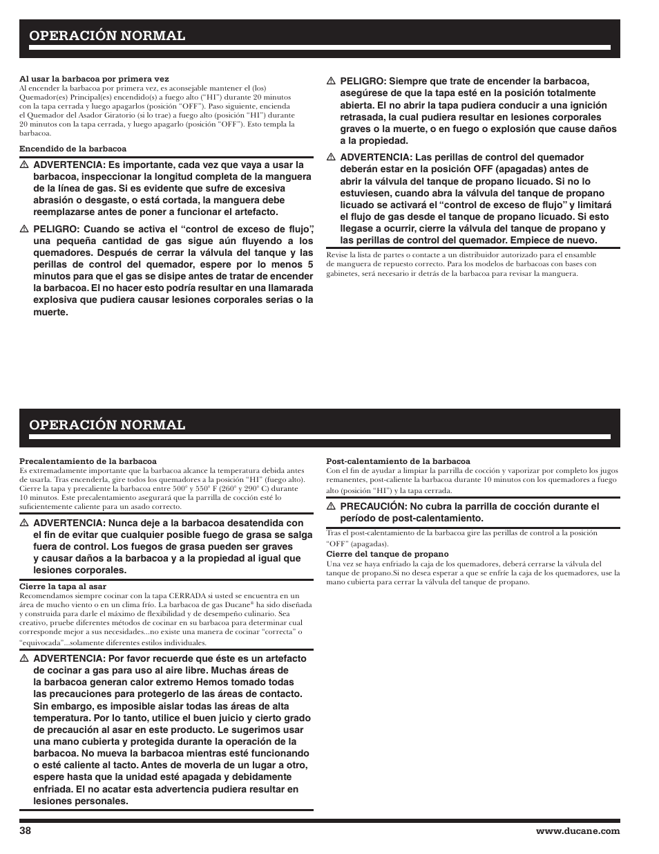 Operación normal | Ducane Affinity LP 3400 User Manual | Page 38 / 72