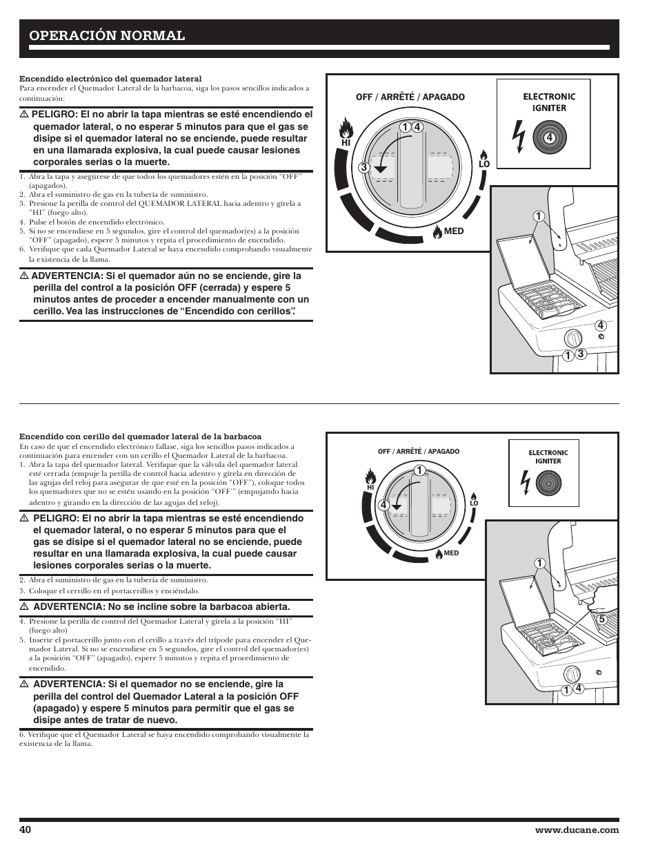Operación normal | Ducane Affinity LP 3400 User Manual | Page 40 / 72