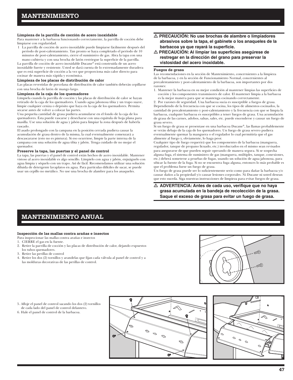 Mantenimiento | Ducane Affinity LP 3400 User Manual | Page 47 / 72