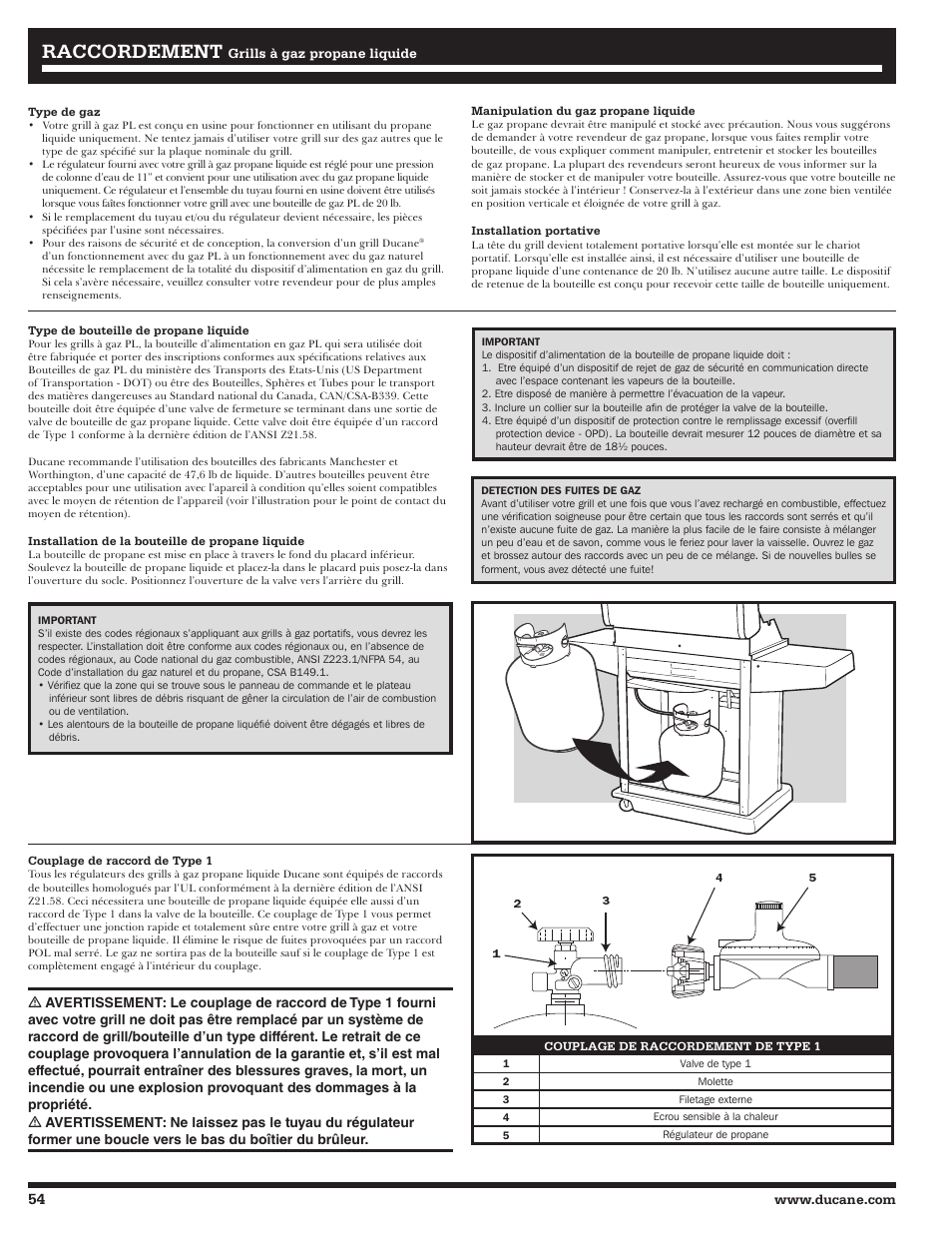 Raccordement | Ducane Affinity LP 3400 User Manual | Page 54 / 72