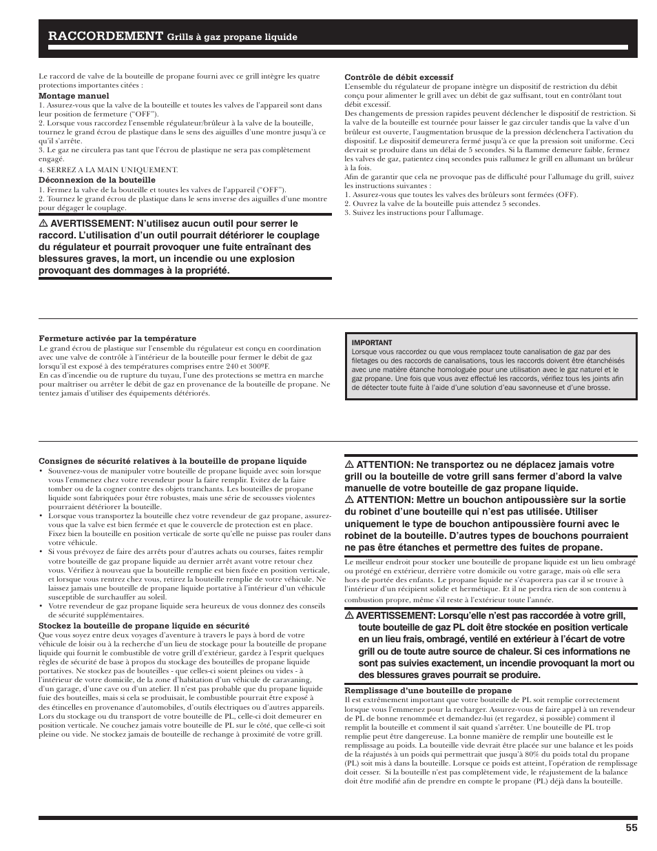 Raccordement | Ducane Affinity LP 3400 User Manual | Page 55 / 72