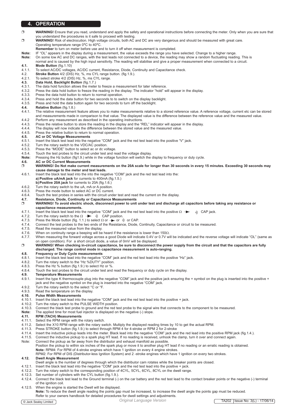 Operation | Sealey TA202 User Manual | Page 3 / 4