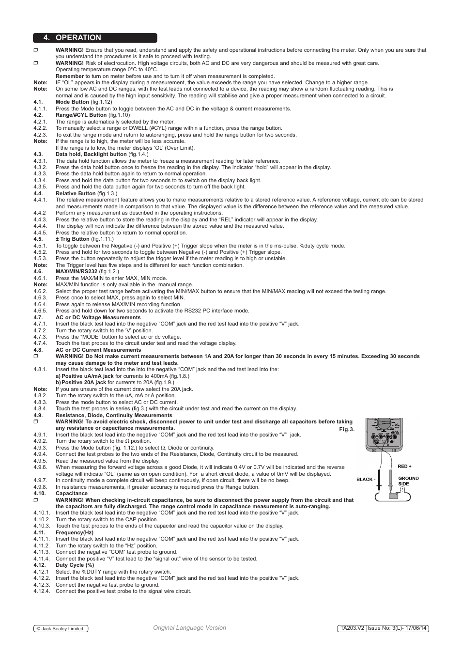 Operation | Sealey TA203 User Manual | Page 3 / 6