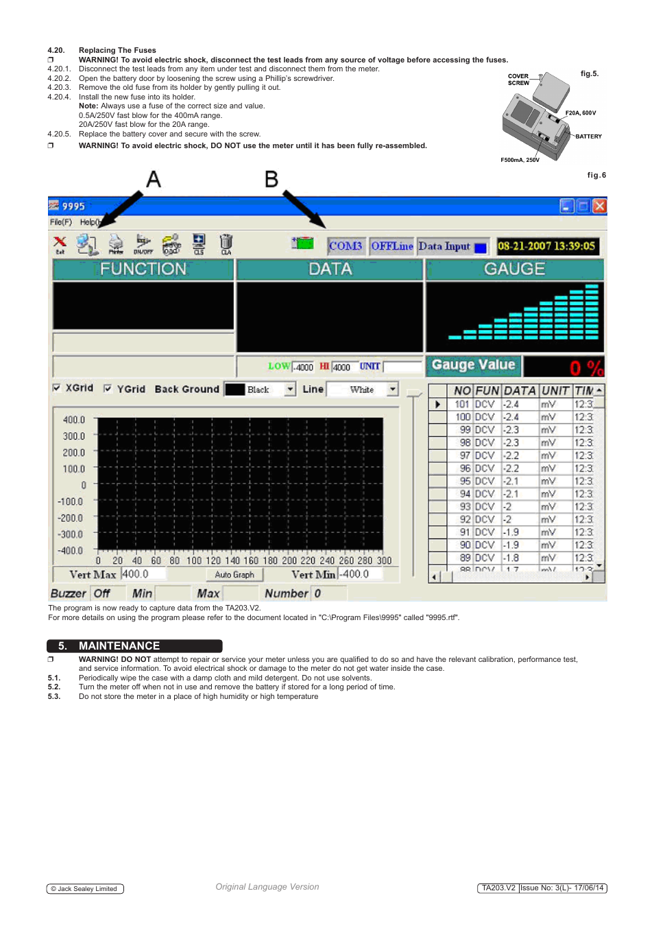 Maintenance | Sealey TA203 User Manual | Page 5 / 6