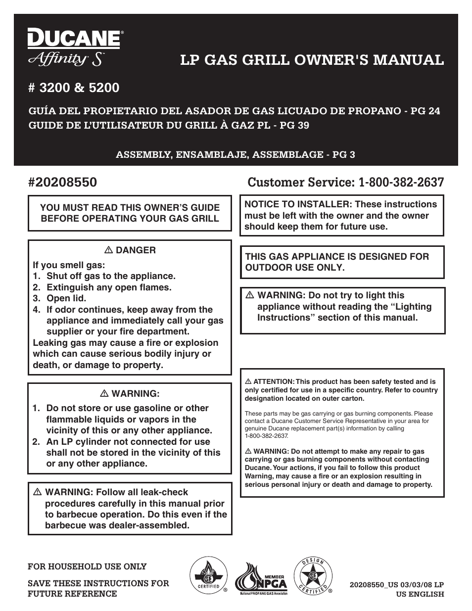 Ducane LP Gass Grill 3200 User Manual | 56 pages