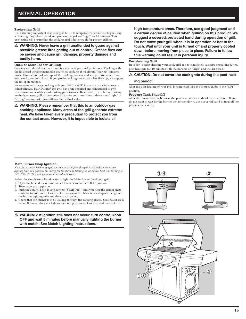 Normal operation | Ducane LP Gass Grill 3200 User Manual | Page 15 / 56