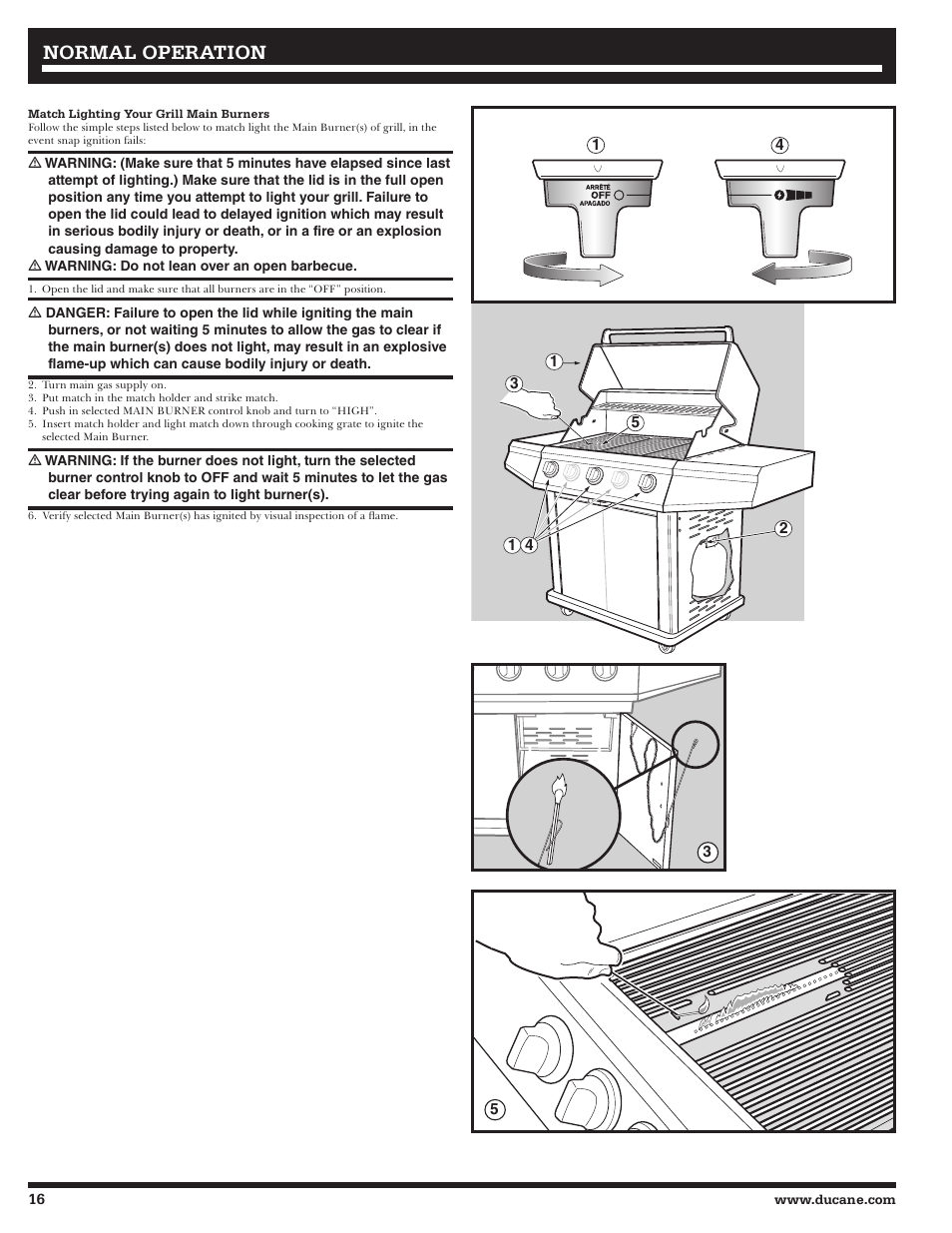 Normal operation | Ducane LP Gass Grill 3200 User Manual | Page 16 / 56