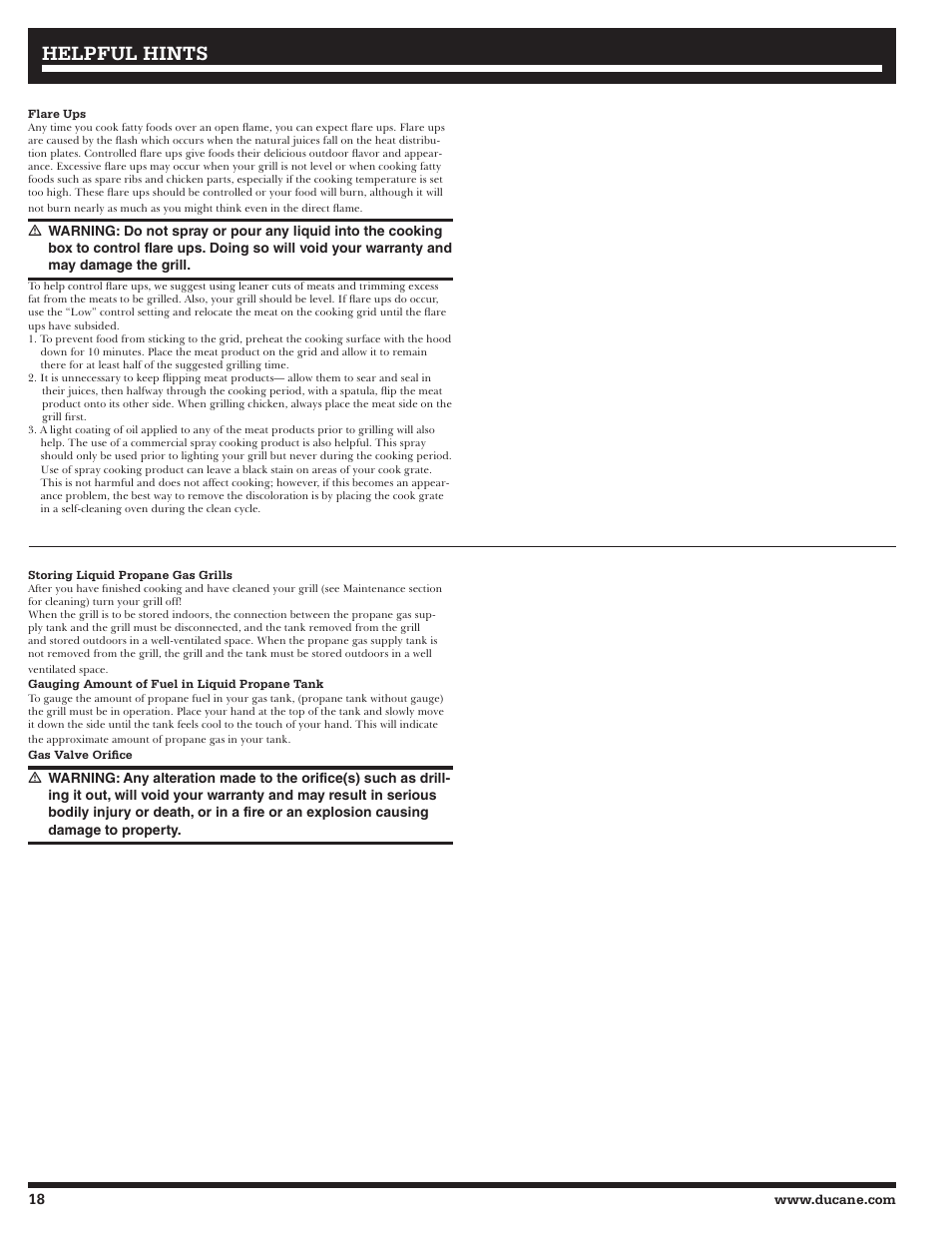 Helpful hints | Ducane LP Gass Grill 3200 User Manual | Page 18 / 56