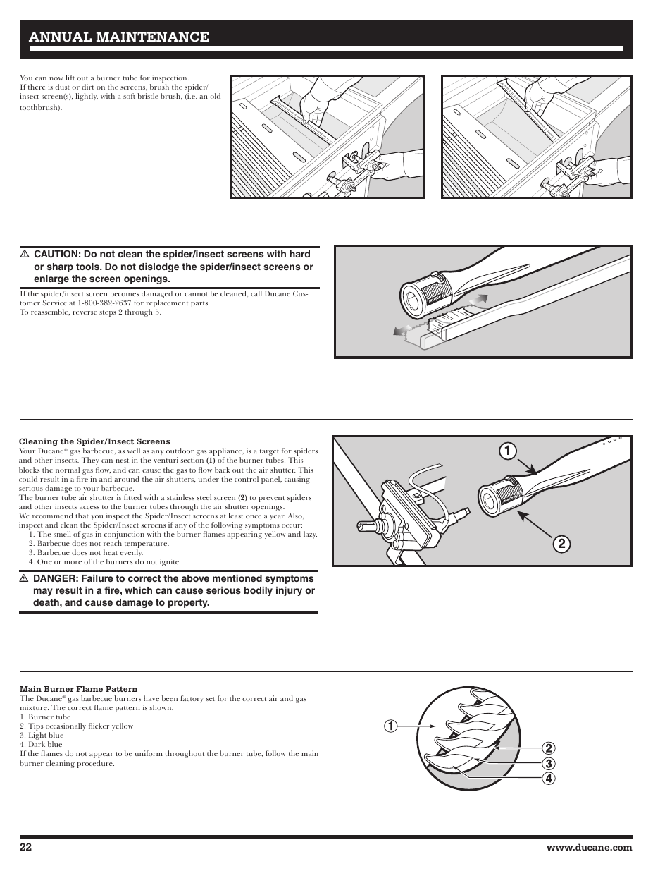 Annual maintenance | Ducane LP Gass Grill 3200 User Manual | Page 22 / 56