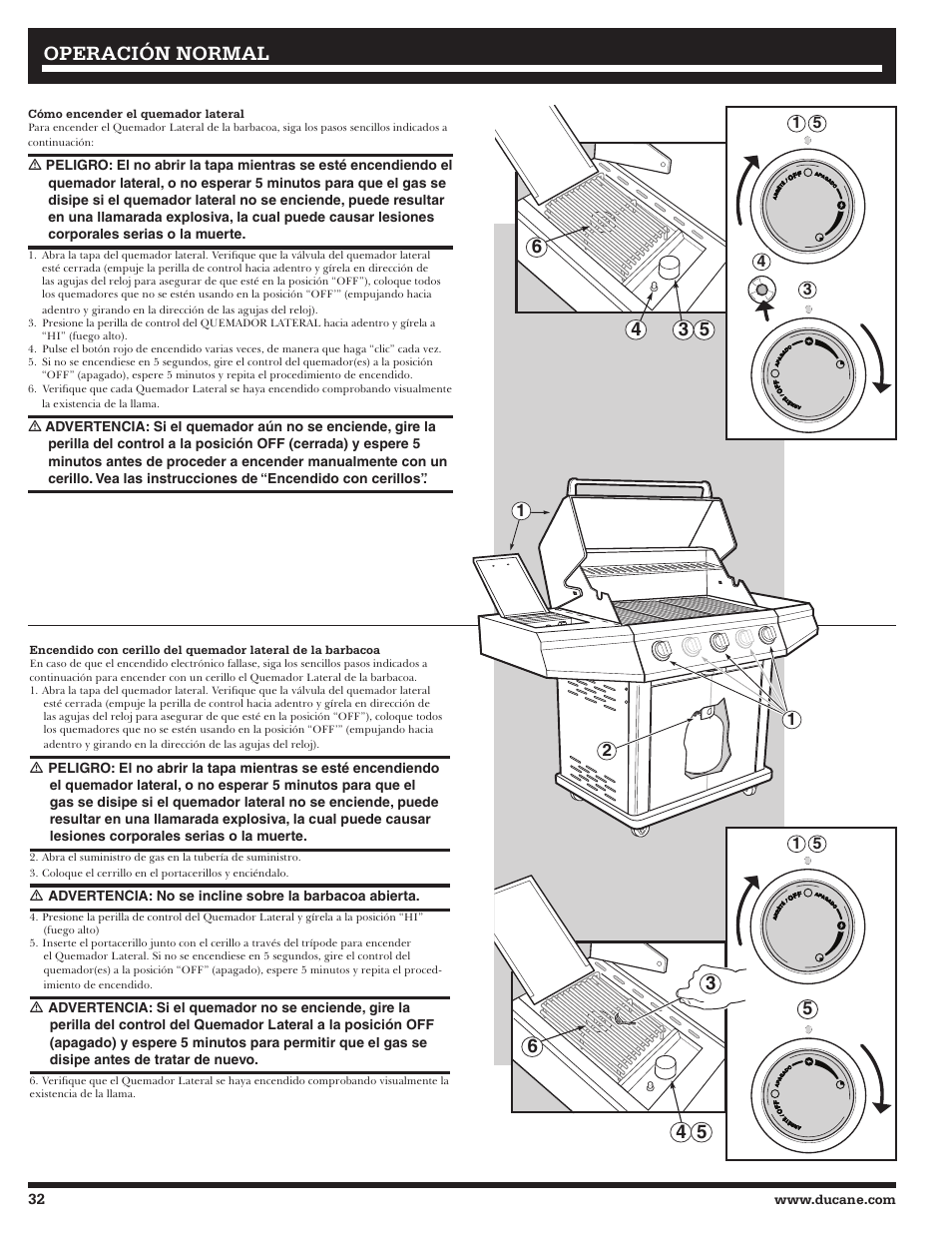 Operación normal | Ducane LP Gass Grill 3200 User Manual | Page 32 / 56