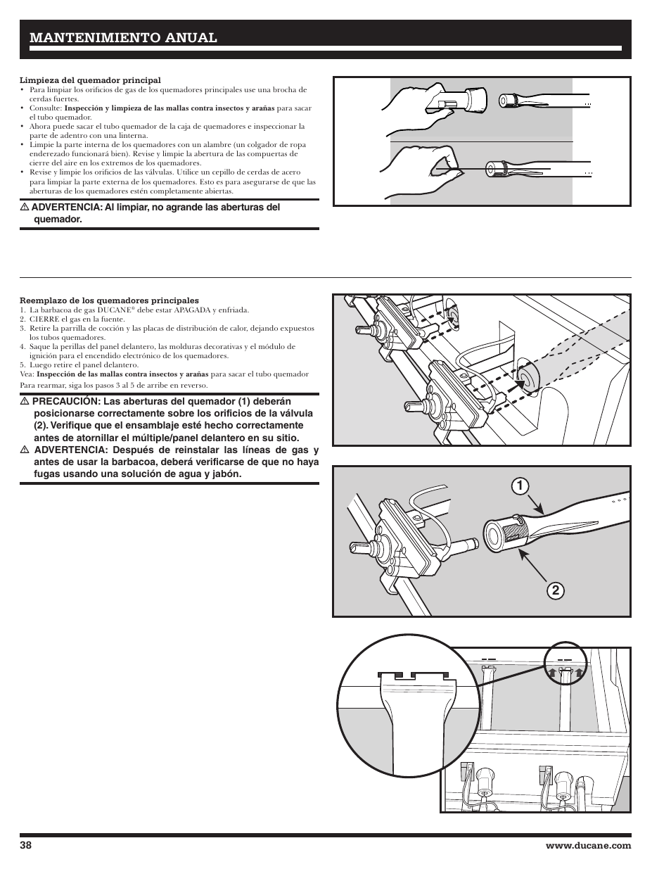 Mantenimiento anual | Ducane LP Gass Grill 3200 User Manual | Page 38 / 56