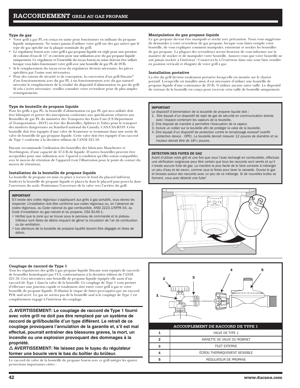 Rraccordement accordement | Ducane LP Gass Grill 3200 User Manual | Page 42 / 56