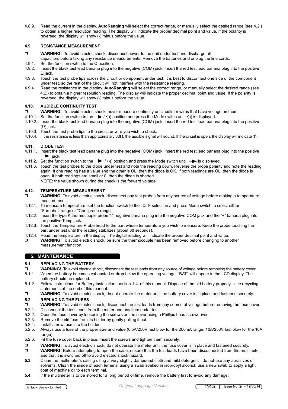 Sealey TM102 User Manual | Page 6 / 7