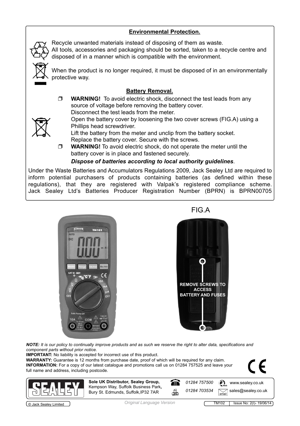 Fig.a | Sealey TM102 User Manual | Page 7 / 7