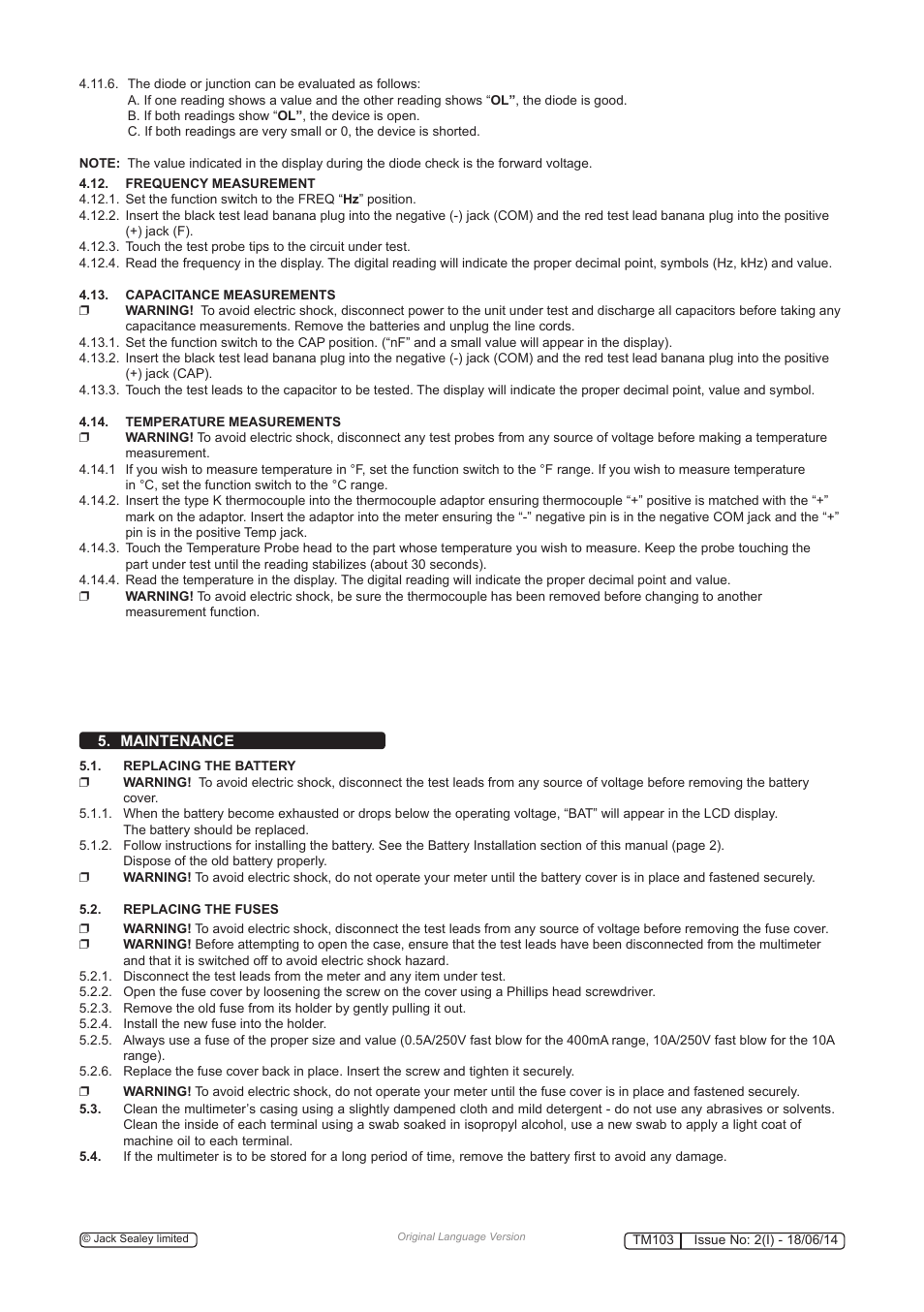 Sealey TM103 User Manual | Page 7 / 8